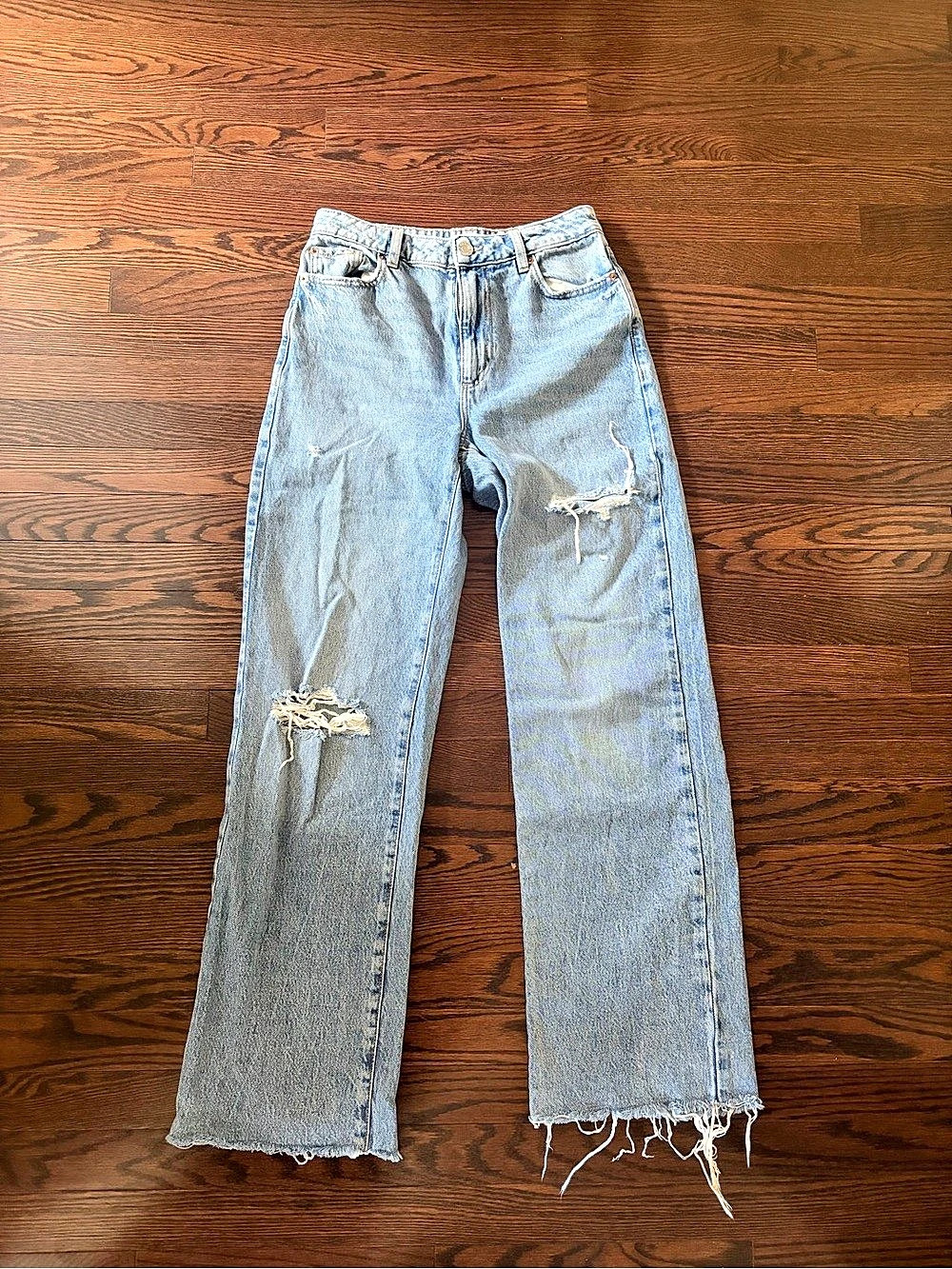 Garage Jane High Rise Straight Leg Distressed Jeans in Blue Size 05 (27)